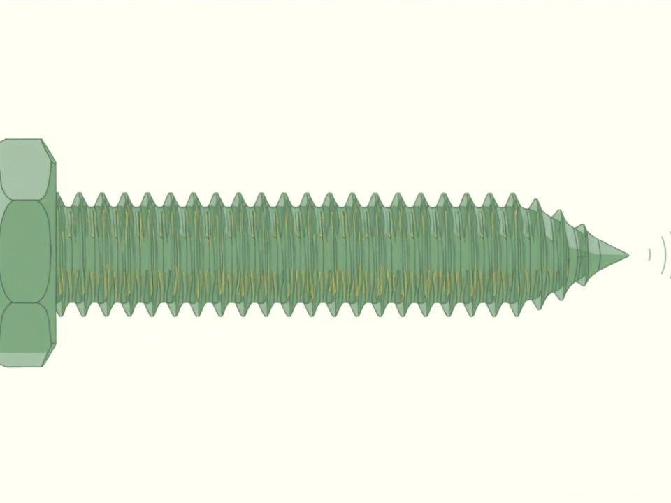 Ilustración de un tornillo industrial con sensor embebido